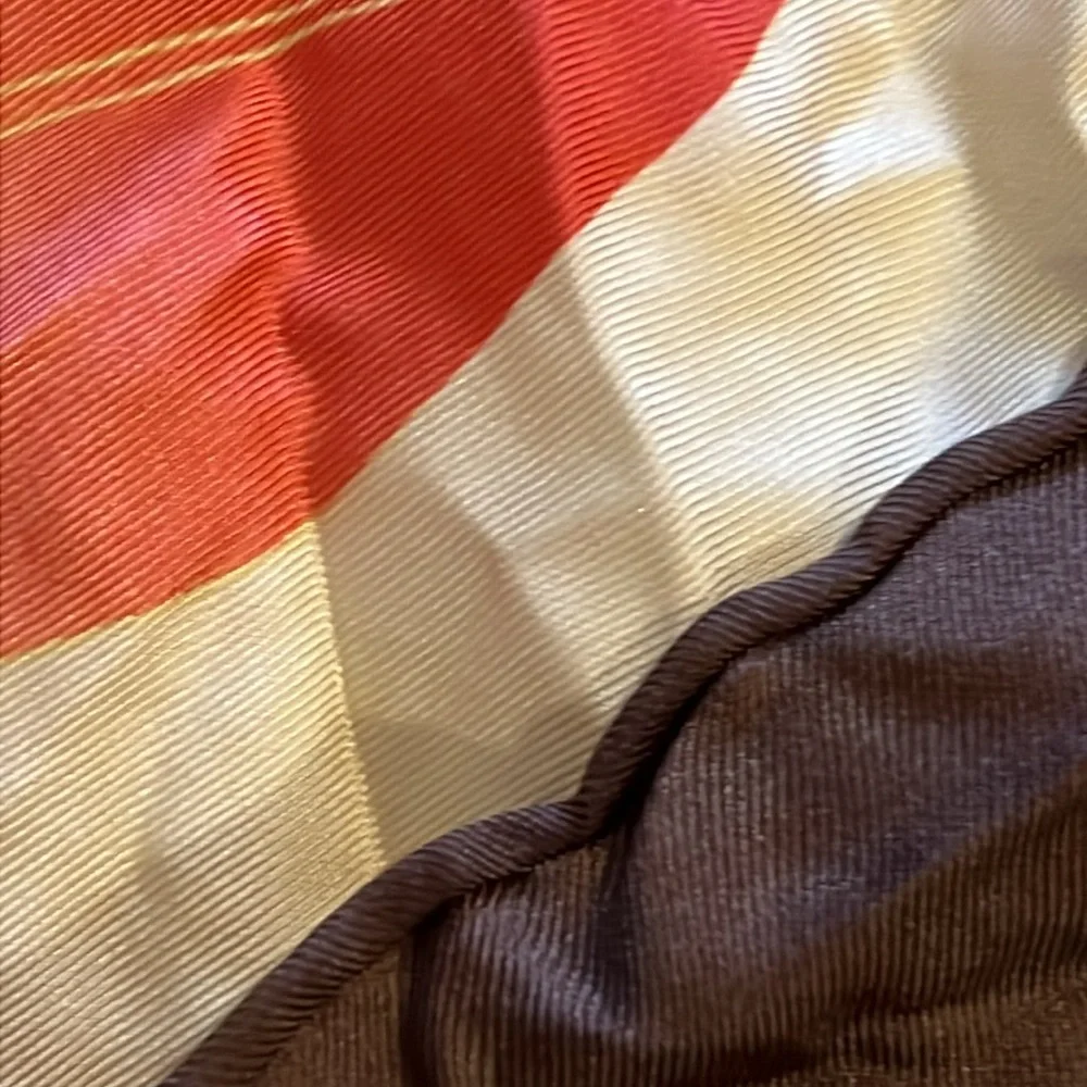NWT Hand Rolled large silk scarf logo DD 34” square